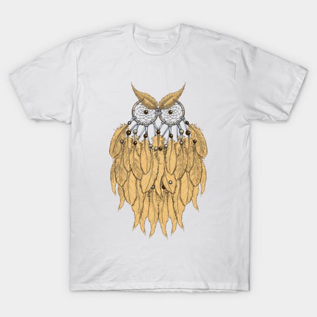 The yellow dream catcher owl T-Shirt by felipeoferreira